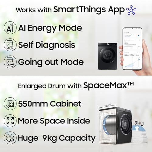 Samsung 9 kg, 5 star, AI EcoBubble, Super Speed, Wi-Fi, Hygiene Steam with Inbuilt Heater, Digital Inverter, Fully-Automatic Front Load Washing Machine (WW90DG5U24AXTL, Inox) - Image 6