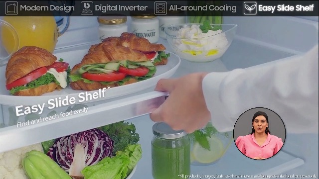 Samsung 236 L, 3 Star, Convertible, Digital Inverter with Display Frost Free Double Door Refrigerator (RT28C3733S8/HL, Silver, Elegant Inox) - Image 2