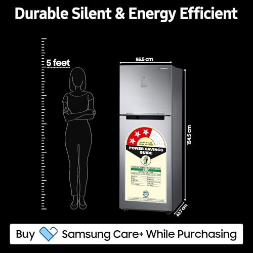 Samsung 236 L, 3 Star, Convertible, Digital Inverter with Display Frost Free Double Door Refrigerator (RT28C3733S8/HL, Silver, Elegant Inox) - Image 3