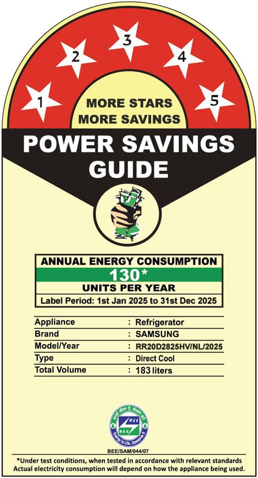 Samsung 183 L, 5 Star, Digital Inverter, Direct-Cool Single Door Refrigerator (RR20D2825HV/NL, Himalaya Poppy Blue, Base Stand Drawer) - Image 7