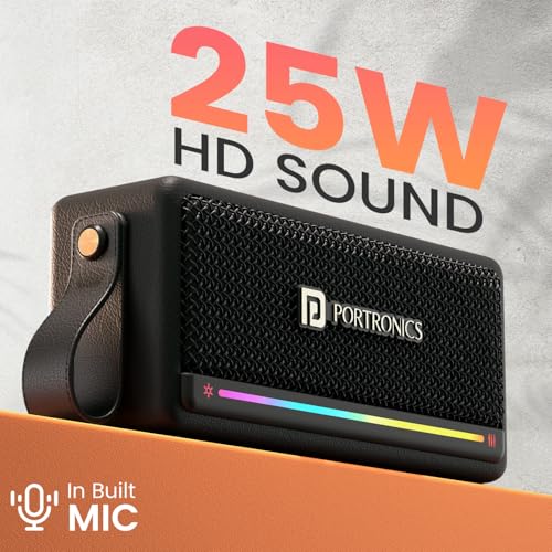 Portronics Harmony Mini 25W HD Premium Portable Bluetooth Speaker with Subwoofer, EQ Adjustment, 6 Hours Playtime, in-Built Mic,TWS Mode,RGB Lights, Bluetooth V5.3, Type C Fast Charging(Black) - Image 3
