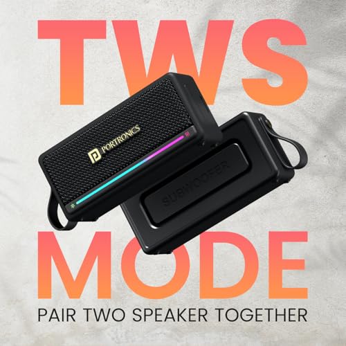 Portronics Harmony Mini 25W HD Premium Portable Bluetooth Speaker with Subwoofer, EQ Adjustment, 6 Hours Playtime, in-Built Mic,TWS Mode,RGB Lights, Bluetooth V5.3, Type C Fast Charging(Black) - Image 7