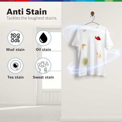 Bosch 8 kg, 5 Star, AI Active Water+, Anti-Tangle, Anti-Wrinkle Fully-Automatic Front Loading Washing Machine (WAJ2826BIN, Steam with Anti Bacteria, In-Built Heater, Shiny Silver) - Image 6