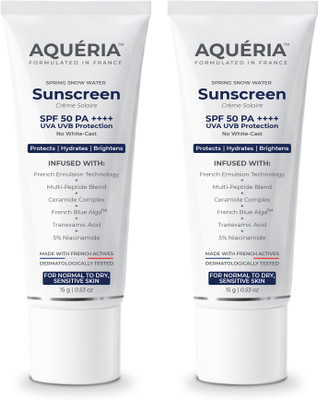 aqueria Sunscreen - SPF 50 PA++++ Brightening & Hydrating French Multi-Active SPF | Niacinamide, Tranexamic Acid(30 g) - Image 2