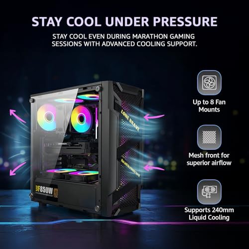 Amazon Basics – Mid-Tower Computer Case/Gaming Cabinet | Black | Supports ATX m-ATX ITX | USB 3.0 | 330mm GPU Support | 8 Fan Mounts (Fan not Included) | Black - Image 3