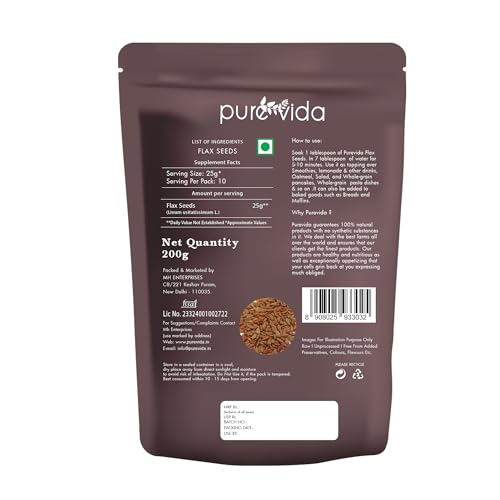 Purevida Flax Seeds 200gm | Raw Alsi Seeds for Hair Growth, Smoothies, Baking | Rich in Omega-3, Fiber, Protein & Essential Nutrients | 100% Natural, Gluten-Free | Superfood for Optimal Health - Image 5
