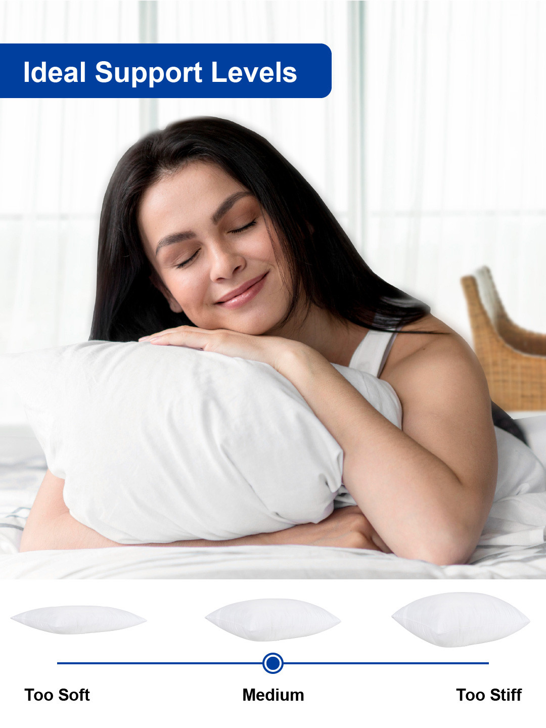 MA xNAP Sleep Support Fresh Essential 16P1 White Solid Polyester Medium Fibre Sleep Pillow-61 x 41 cm - Image 3