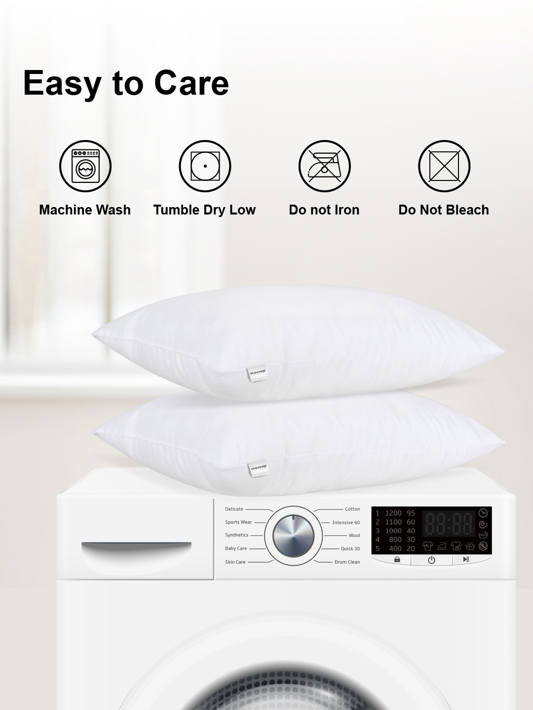 MA xNAP Sleep Support Fresh Essential 16P1 White Solid Polyester Medium Fibre Sleep Pillow-61 x 41 cm - Image 5