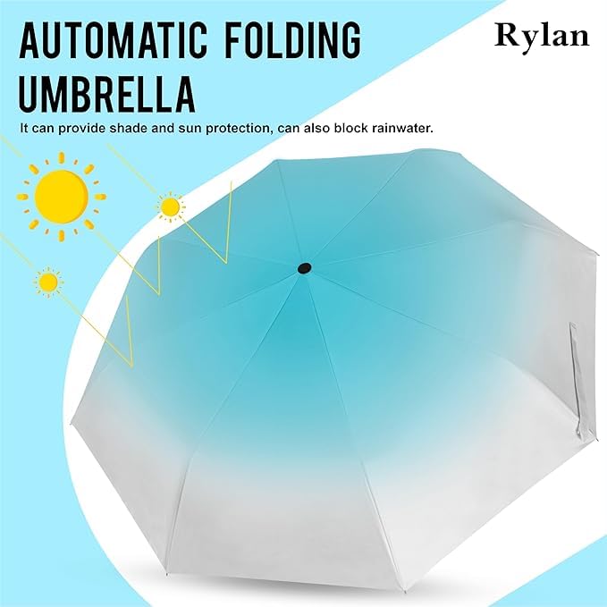 TEKCOOL Umbrella, UV Big Size Umbrella for Sun Protection Rain Windproof Strong large 3 fold for men women kids boys girls Perfect small & stylish Windproof & Compact(Green) - Image 3