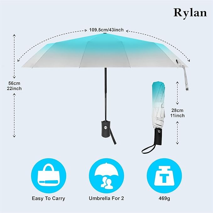 TEKCOOL Umbrella, UV Big Size Umbrella for Sun Protection Rain Windproof Strong large 3 fold for men women kids boys girls Perfect small & stylish Windproof & Compact(Green) - Image 5