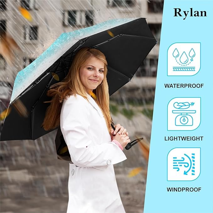 TEKCOOL Umbrella, UV Big Size Umbrella for Sun Protection Rain Windproof Strong large 3 fold for men women kids boys girls Perfect small & stylish Windproof & Compact(Green) - Image 6