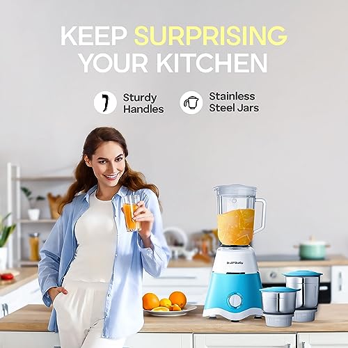 Longway Super Dlx Juicer Mixer Grinder | Up to 750 Watt Powerful Motor | 4 Jars for Grinding, Mixing, Juicing | 2 Year Warranty | Blue & White - Image 7