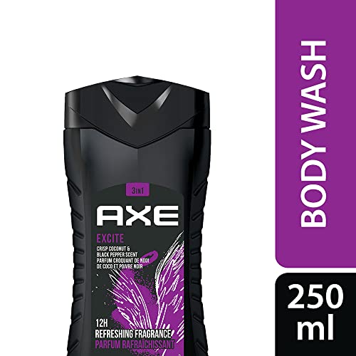 Axe Excite 3 In 1 Body, Face & Hair Wash For Men, Long-Lasting Refreshing Crisp Coconut & Black Pepper Fragrance For Upto 12Hrs, Natural Origin Ingredients, Removes Odor & Bacteria, No Paraben, 250ml - Image 3
