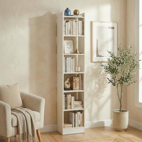 Green Soul Alba 7 Shelves Engineered Wood Book Shelf | Multipurpose Wooden Bookshelf for Home, Bedroom, Living Room, Study Room, Kids Room | Organizer | Storage | 3 Year Warranty (Frosty White)