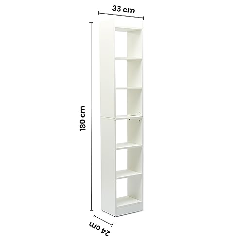 Green Soul Alba 7 Shelves Engineered Wood Book Shelf | Multipurpose Wooden Bookshelf for Home, Bedroom, Living Room, Study Room, Kids Room | Organizer | Storage | 3 Year Warranty (Frosty White) - Image 3