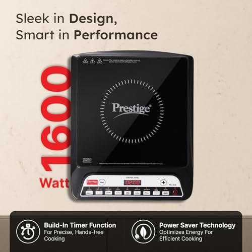 Prestige PIC 20 1600 Watts Induction Cooktop | 4KV Surge Protection | 8 Preset Indian Menu Options & Timer | Soft Touch Button | Easy to Clean | Portable | Black | 1Y Warranty | BIS - Image 4