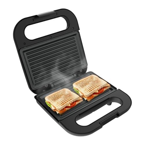 Havells Quick Crunch Grill Sandwich Maker | 800 W | Power Indicator Light | Non-Stick Coating Plates | Heat Resistant Body | Quick Heating (Black)