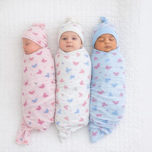 Mafatlal Coo Coo Baby Swaddle Wrapper (Pack of 3) | 100% Cotton Muslin | Butterfly Garden Print | 100x100 cm | Soft, Breathable & Hypoallergenic | for Babies 0–6 Months | Unisex