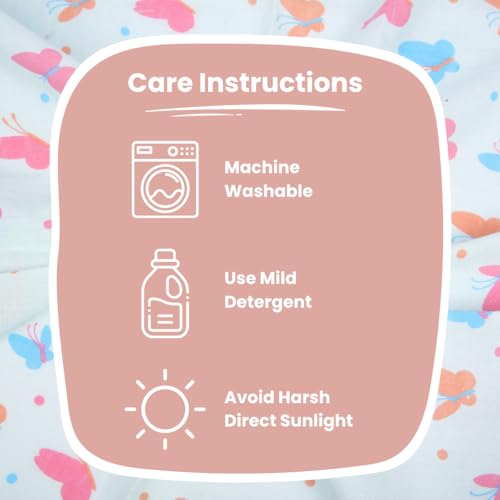 Mafatlal Coo Coo Baby Swaddle Wrapper (Pack of 3) | 100% Cotton Muslin | Butterfly Garden Print | 100x100 cm | Soft, Breathable & Hypoallergenic | for Babies 0–6 Months | Unisex - Image 7