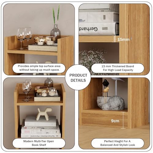 Lukzer 3 Layer Engineered Wood Multipurpose Rack Bookshelf Storage Organizer Stand (MR-010/Light Oak/80x33x22cm) - Image 7