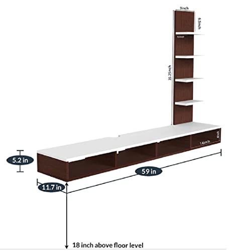 MAMTA DECORATION Engineered Wood Wall Mounted TV Unit Set-Top Box Stand TV Entertainment Unit with Shelves Storage for Home Living Room (Wenge and White) - Image 3