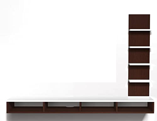 MAMTA DECORATION Engineered Wood Wall Mounted TV Unit Set-Top Box Stand TV Entertainment Unit with Shelves Storage for Home Living Room (Wenge and White) - Image 6
