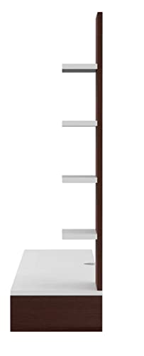 MAMTA DECORATION Engineered Wood Wall Mounted TV Unit Set-Top Box Stand TV Entertainment Unit with Shelves Storage for Home Living Room (Wenge and White) - Image 7
