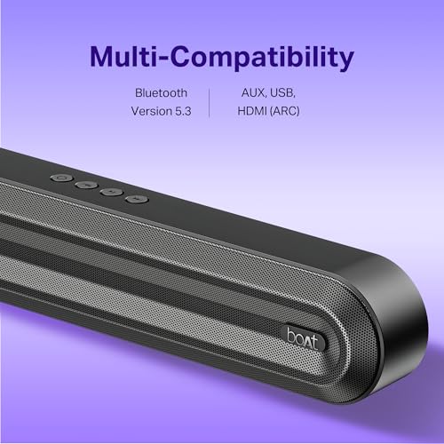 boAt 2025 Launch Aavante 2.1 300, 40W Signature Sound, 2.1 CH w/Wired Subwoofer, Multiple Ports, EQ Modes, Remote Control, Bluetooth Sound bar, Home Theatre Soundbar Speaker (Premium Black) - Image 4