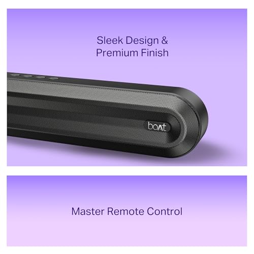 boAt 2025 Launch Aavante 2.1 300, 40W Signature Sound, 2.1 CH w/Wired Subwoofer, Multiple Ports, EQ Modes, Remote Control, Bluetooth Sound bar, Home Theatre Soundbar Speaker (Premium Black) - Image 6