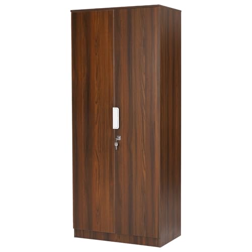 Nilkamal Joyce Neo 2 Door Wooden Wardrobe for Bedroom | Almirah with 3 Shelves | Clothes Cupboard | Engineered Wood | Walnut - Image 4