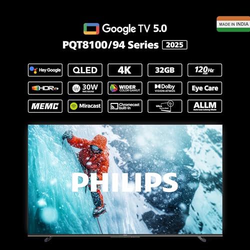 Philips 109 cm (43 inches) 8100 Series 4K Ultra HD Smart QLED Google TV 43PQT8100/94 - Image 3