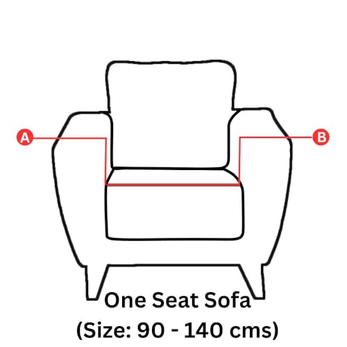 @home Polyester by Nilkamal Geometric Elegance Fitted 1 Seater Sofa Cover Peach & White - Image 6