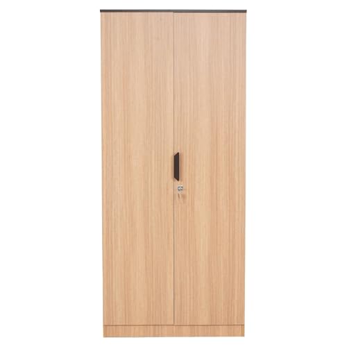 Nilkamal Milford Neo 2 Door Wooden Wardrobe Without Mirror for Bedroom | Almirah with 1 Hanging Rod, 1 Lockable Drawer & 3 Shelves | Clothes Cupboard | Engineered Wood | Urban Teak - Image 4