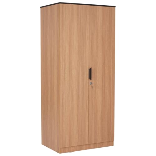 Nilkamal Milford Neo 2 Door Wooden Wardrobe Without Mirror for Bedroom | Almirah with 1 Hanging Rod, 1 Lockable Drawer & 3 Shelves | Clothes Cupboard | Engineered Wood | Urban Teak - Image 6
