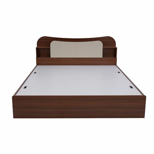 Nilkamal Daffodil Wooden King Bed with Box Storage | Designer Headboard with Storage | Engineered Wood | Walnut - Image 5