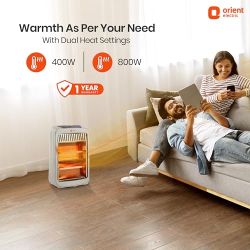 Orient Electric Stark Quartz Room Heater | 800 W Low Power Consumption | Tip-over Protection | 2 Heating Rods for Quick Heating | Cool Touch Body | 1 Year Warranty, White - Image 3