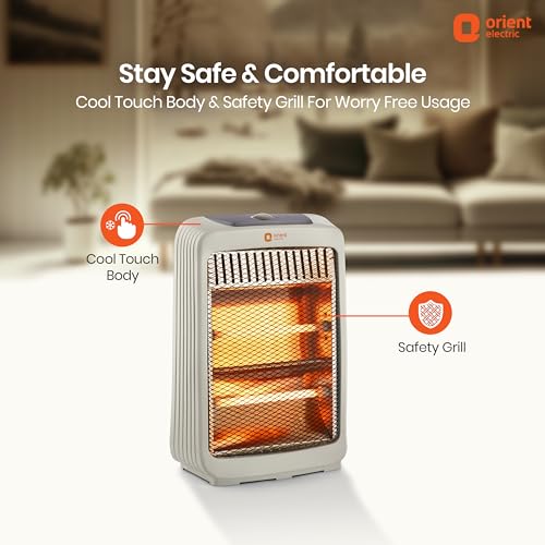 Orient Electric Stark Quartz Room Heater | 800 W Low Power Consumption | Tip-over Protection | 2 Heating Rods for Quick Heating | Cool Touch Body | 1 Year Warranty, White - Image 4