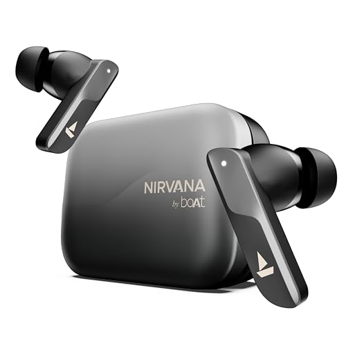 Boat Nirvana X TWS (2025),Knowles Dual Drivers,Hi-Res Audio LDAC,App Support,4Mic ENx,Dual Pair,Spatial Audio,Fast Charge, Bluetooth Earbuds, TWS Ear Buds Wireless Earphones with mic (Cosmic Onyx)