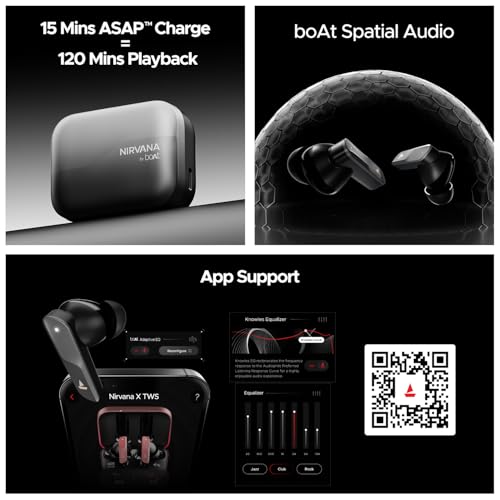 Boat Nirvana X TWS (2025),Knowles Dual Drivers,Hi-Res Audio LDAC,App Support,4Mic ENx,Dual Pair,Spatial Audio,Fast Charge, Bluetooth Earbuds, TWS Ear Buds Wireless Earphones with mic (Cosmic Onyx) - Image 7