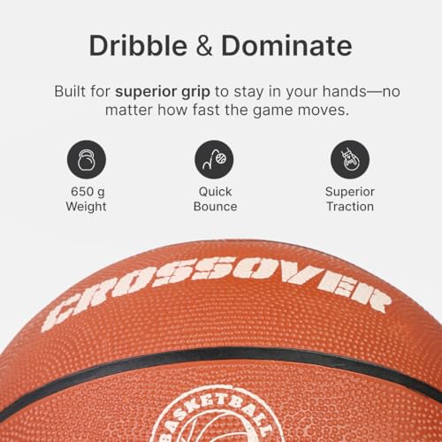 Cult Basketball Size 7 Crossover for Men & Women Indoor Outdoor Basketball with Superior Grip & Bounce Durable Rubber Training & Match Ball with Butyl Bladder – Brown - Image 7
