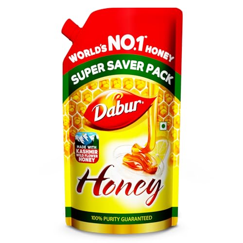 Dabur Honey - 750g Refill Pouch | 100% Pure | World's No.1 Honey Brand with No Sugar Adulteration | For Fitness & Health | Natural Immunity Booster | 100% Indigenous | Rich in Antioxidants & Minerals