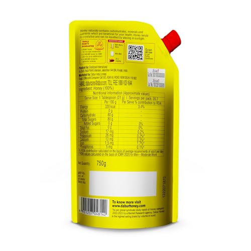 Dabur Honey - 750g Refill Pouch | 100% Pure | World's No.1 Honey Brand with No Sugar Adulteration | For Fitness & Health | Natural Immunity Booster | 100% Indigenous | Rich in Antioxidants & Minerals - Image 3