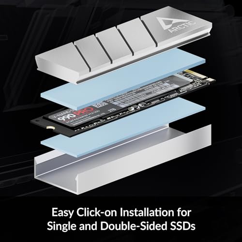 ARCTIC M2 Pro - Heatsink Cooler for M.2 2280 SSD, with ARCTIC TP-3 Thermal Pads, Compatible with PC & Gaming Consoles, for Dual and Single-Sided SSDs - Silver - Image 6