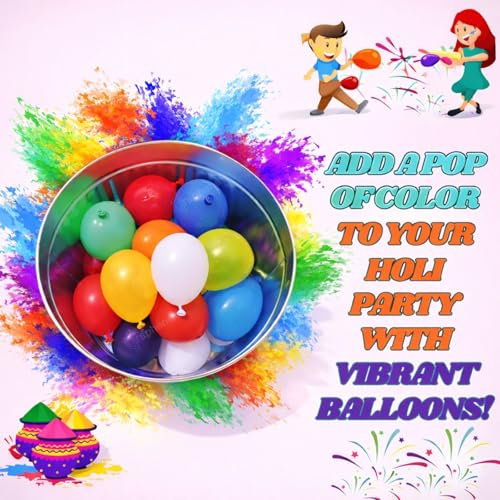 GRAPHENE Non-Toxic Vibrant Latex Colorful Holi Water Balloons Rubber 100Pcs Multicolor pack for a Joyful Celebration Safe Eco-Friendly Rang Barse (Pack of 1) - Image 3