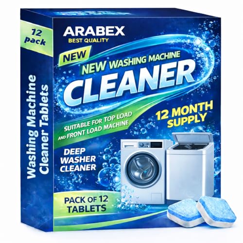 Washing Machine Cleaner Tablets 12 Pack | Deep Cleaning, Deodorizing & Descaling |For Front&Top Load Washers | Removes Odor, Residue & Buildup |Clean Inside Drum And Laundry Tub Seal.(12-PACK)