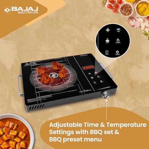 Bajaj IRX 220F Infrared Induction Cooktop | 2200 Watts | 11 Power Level | 3 Preset Menu | Feather Touch Controls | Digital display | 1 Year Warranty 【Black/Silver】 - Image 6