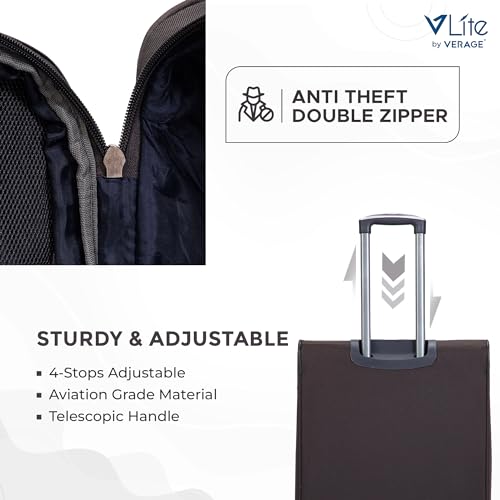 V Lite - Moscow Combo Set of 3 (Small + Medium + Large) Softside Trolley Bag, Cabin 20" + Check-in 24"&28" Expandable Suitcase Travelling Luggage with Anti-Theft Zippers for Men and Women (Grey) - Image 5