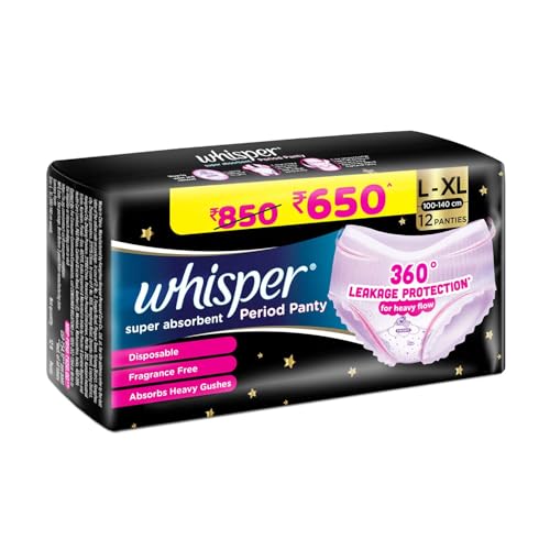 Whisper Super Absorbent Period Panty, 12 L-XL Pants, 360 Degree Leakage Protection for Heavy Flow, Panty like Fit for Full back Coverage, Absorbs Heavy Gushes, Silky Soft, Comfortable Feel, Women - Image 3