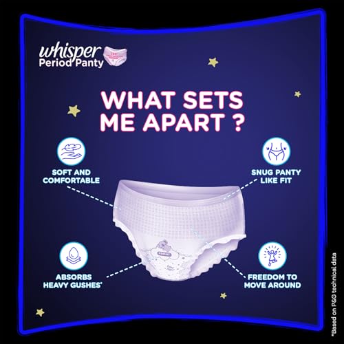 Whisper Super Absorbent Period Panty, 12 L-XL Pants, 360 Degree Leakage Protection for Heavy Flow, Panty like Fit for Full back Coverage, Absorbs Heavy Gushes, Silky Soft, Comfortable Feel, Women - Image 7