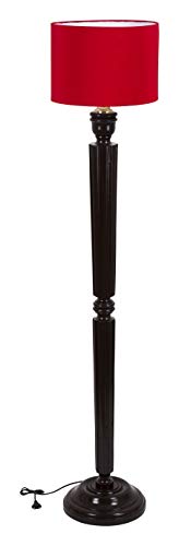 Evergreen Dark Brown Mango Wood Floor LAMP with Drum Shade - Image 4